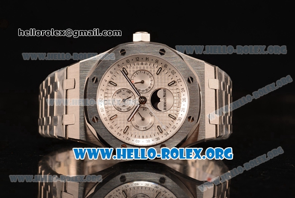 Audemars Piguet Royal Oak Perpetual Calendar Asia Automatic Steel Case with White Dial and Steel Bracelet - Click Image to Close